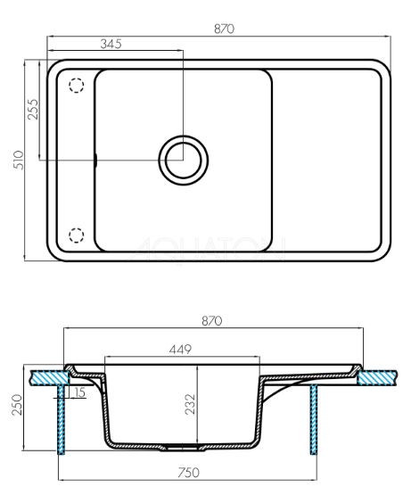 Мойка для кухни Акватон Беллис 87 1A724832BS280 кофе