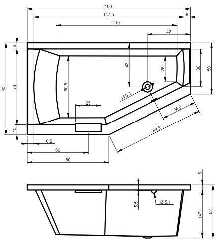 Ванна акриловая Riho Geta 160*90 B029001005 правая