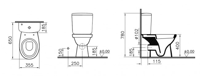 Унитаз-компакт Norm Fit 9844B099-7203 с функцией биде