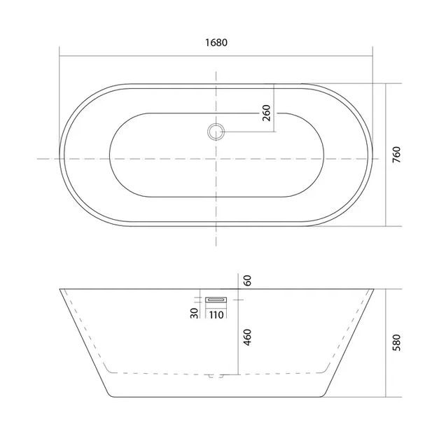 Ванна акриловая Aquatek Хорса 168*76 AQ-5776