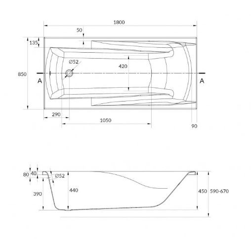 Ванна акриловая Cersanit Zen 180*85 WP-ZEN*180