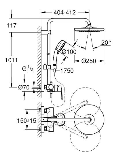 Душевая система Grohe Tempesta Cosmopolitan 250 26673000