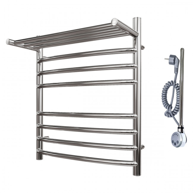 Полотенцесушитель электрический Point Альфа PN05156SPE П7 500*600 с полкой левый/правый хром