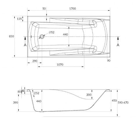 Ванна акриловая Cersanit Zen 170*85 WP-ZEN*170