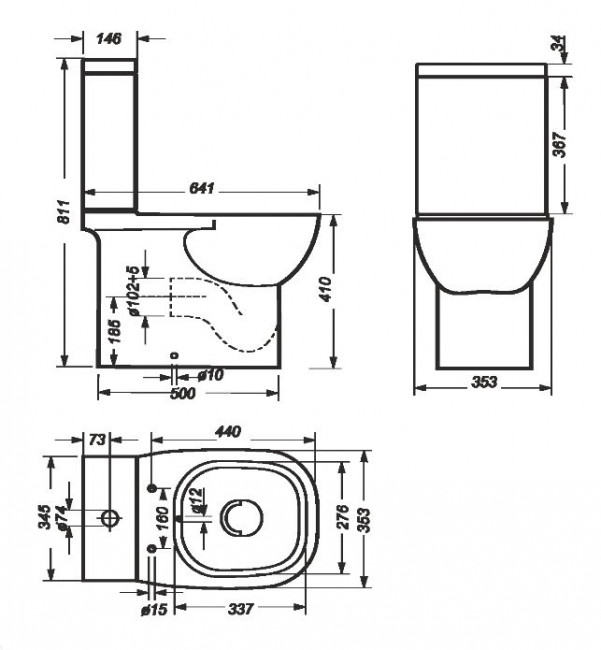 Унитаз-компакт Sanita Luxe Quadro New с биде с микролифтом QDRSLCC01040522B