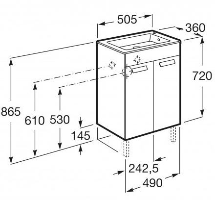 Тумба Roca Debba 50 ZRU9302710 белый глянец без раковины