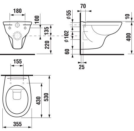 Унитаз подвесной Jika Dino 8.2137.7.000.000.1 безободковый без сиденья