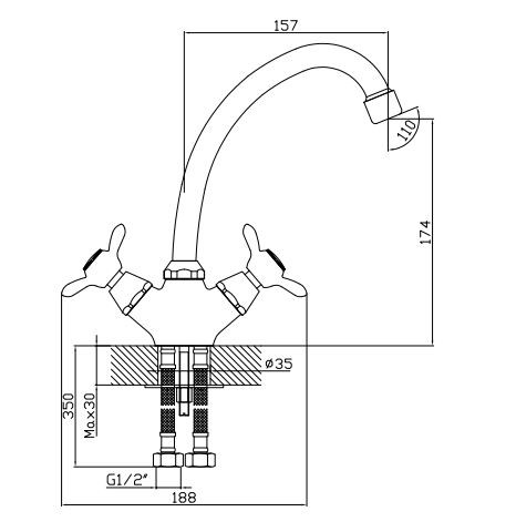 Смеситель Rossinka Q02-71 для кухни