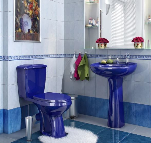 Унитаз-компакт Оскольская Керамика Элисса Стандарт 43355130202 синий антивсплеск