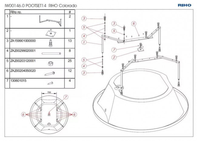 Установочный комплект для ванны Riho Colorado 208220