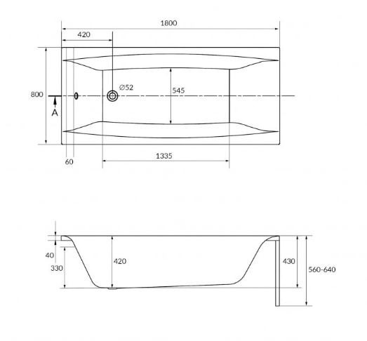 Ванна акриловая Cersanit Virgo 180*80 WP-VIRGO*180