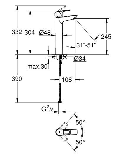 Смеситель Grohe BauLoop 23764001 для раковины