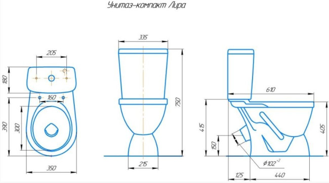 Унитаз-компакт Rosa Лира коричневый декор Вн УнK10