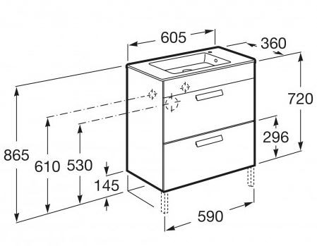 Тумба Roca Debba 60 ZRU9302708 белый глянец без раковины