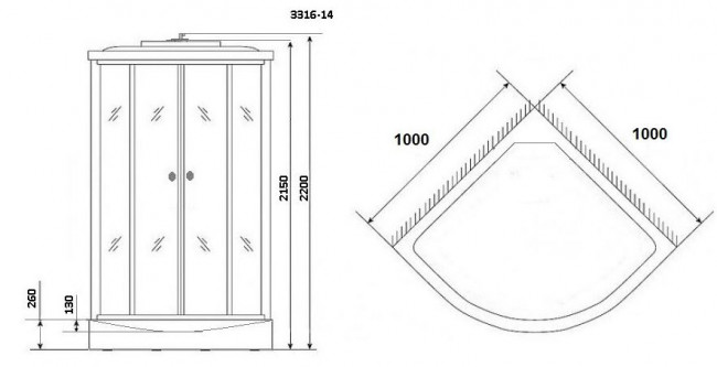 Душевая кабина Niagara NG-3316-14 100*100