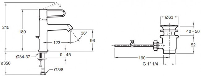 Смеситель Jacob Delafon Odeon Rive Gauche E21028-BL-BL для раковины матовый черный