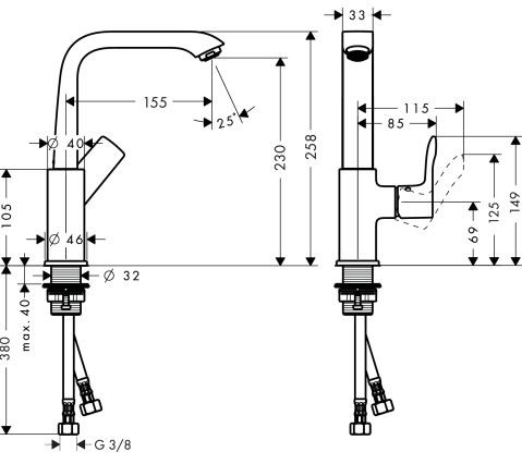 Смеситель Hansgrohe Metris 31187000 для раковины