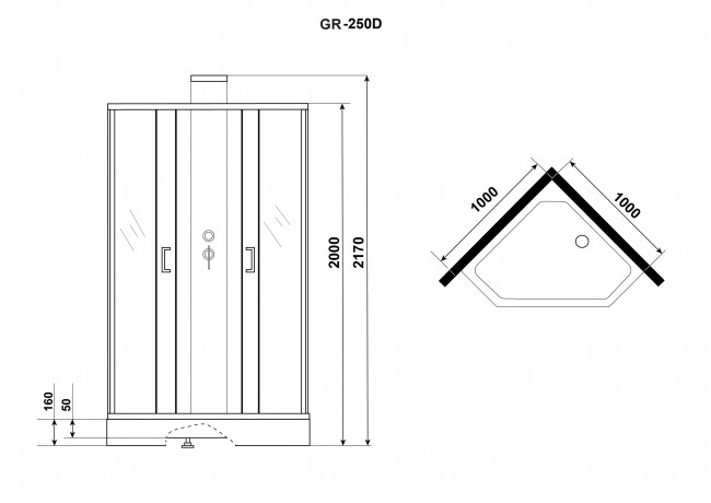 Душевая кабина Grossman Elegans GR250D 100*100 Душевая кабина Grossman Elegans GR250D 100*100