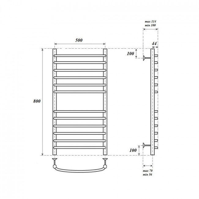 Полотенцесушитель электрический Point Альфа PN05158SE П12 500*800 левый/правый хром