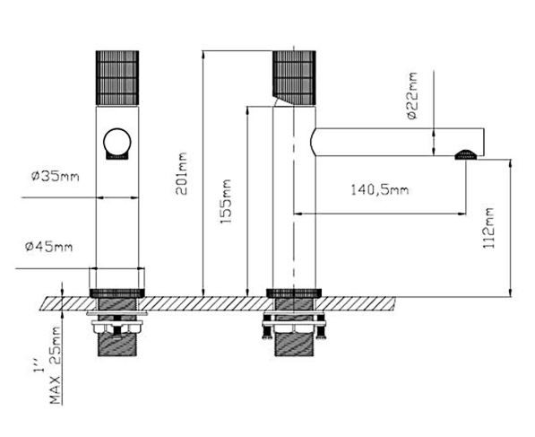 Смеситель Vincea Groove VBF-4G1MB для раковины черный матовый
