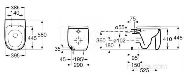 Унитаз приставной Roca Beyond 3470B7640 Onix безободковый