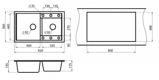 Мойка для кухни Granula 8201 базальт