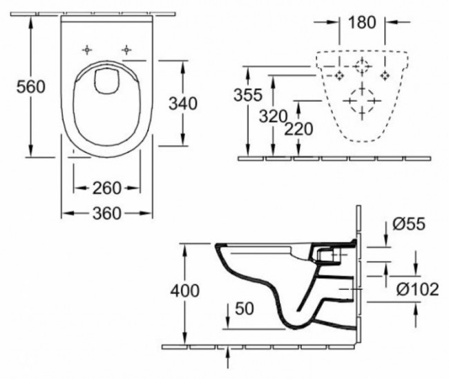 Унитаз подвесной Villeroy&Boch O.novo 5660HR01 безободковый с микролифтом