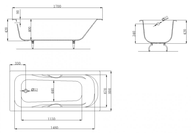 Ванна чугунная OWL Strand 170*80 OWLIB191110