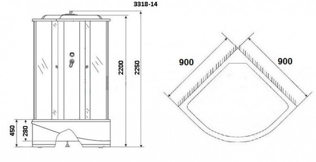 Душевая кабина Niagara NG-3318-14 90*90