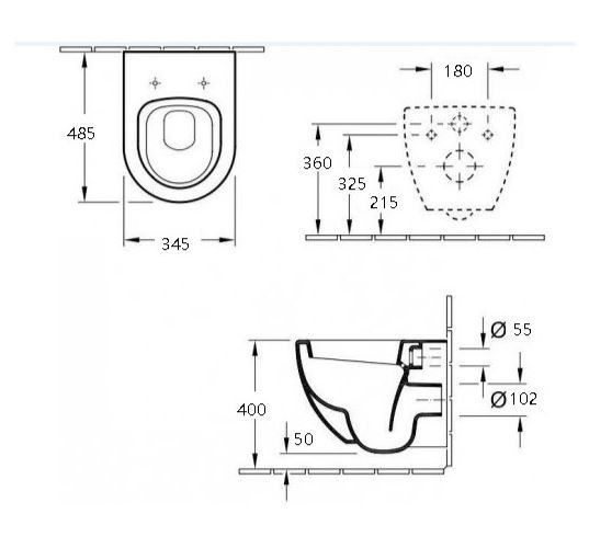 Унитаз подвесной Esbano Tiron-C ESUPTIROCGM безободковый серый матовый