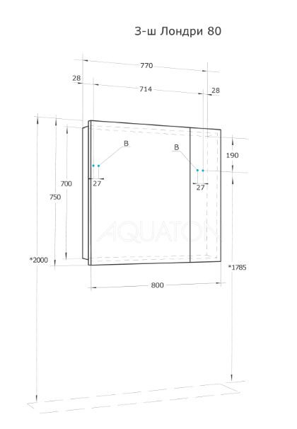 Зеркальный шкаф Акватон Лондри 80 1A267202LH010