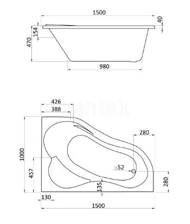 Ванна акриловая Santek Ибица 150*100 1WH112035 правая