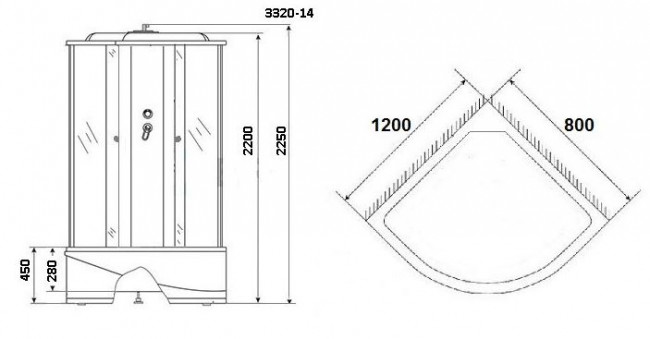 Душевая кабина Niagara NG-3320-14L 120*80 левая