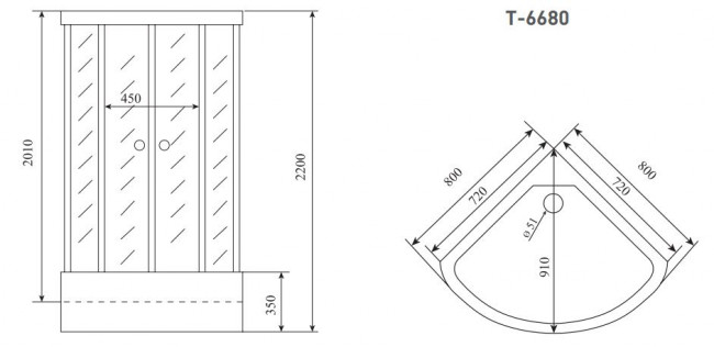 Душевая кабина Timo Standart T-6680 Silver 80*80