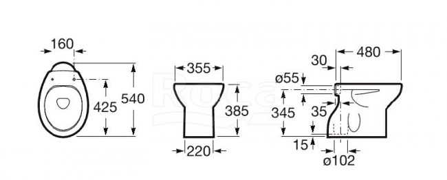 Унитаз приставной Roca Victoria 344398000