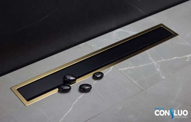 Душевой лоток Pestan Confluo Premium Line 750 13100117 Black Glass Gold