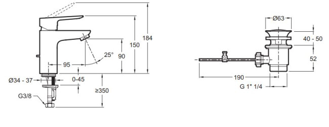 Смеситель Jacob Delafon Oscar E29842-CP для раковины