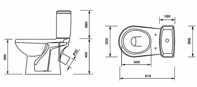 Унитаз-компакт Оскольская Керамика Элисса-Оптима Стандарт 43901130302 антивсплеск