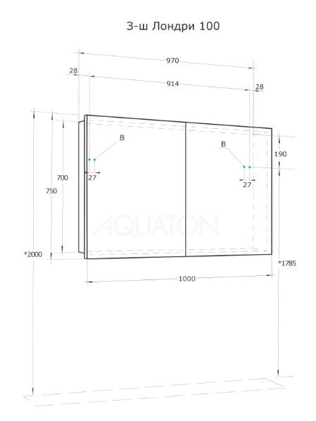 Зеркальный шкаф Акватон Лондри 100 1A267302LH010