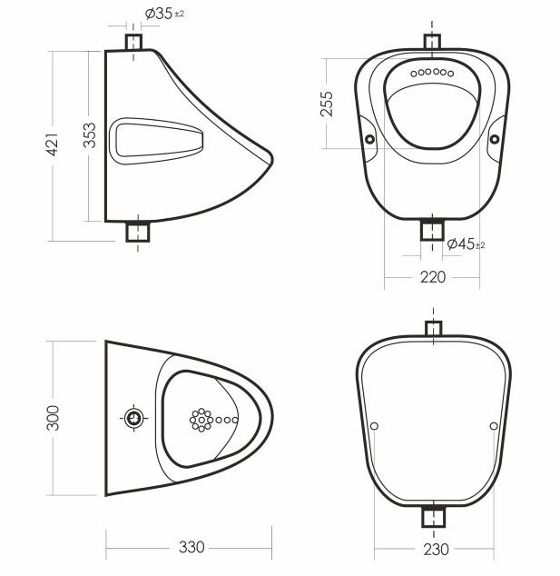 Писсуар Sanita Орион PS/Orion/Mech/WHT.G/S1 без крепежа