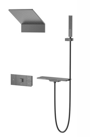 Душевая система Vincea Futura VSFW-2F11TGM термостат встраиваемая вороненая сталь