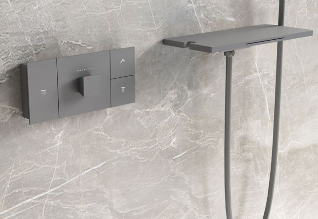 Душевая система Vincea Futura VSFW-2F11TGM термостат встраиваемая вороненая сталь