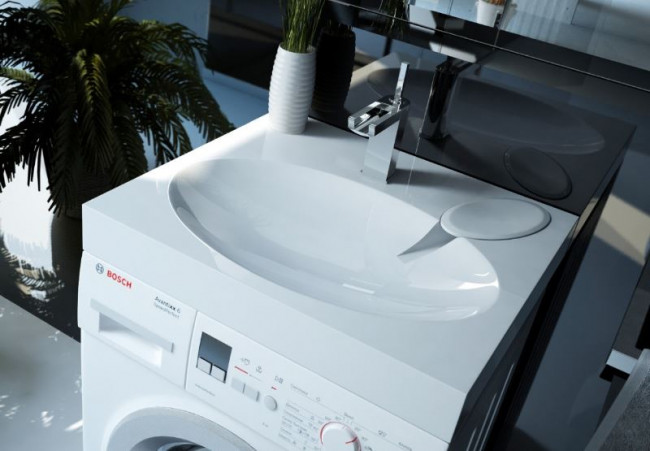 Раковина Andrea Comfort 4680028070337 над стиральной машиной