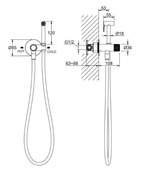 Комплект гигиенического душа Aquatek Бетта Select AQ1023MB черный матовый