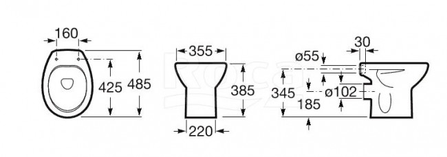 Унитаз приставной Roca Victoria 344397000