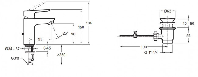 Смеситель Jacob Delafon Oscar E29842-BL для раковины матовый черный
