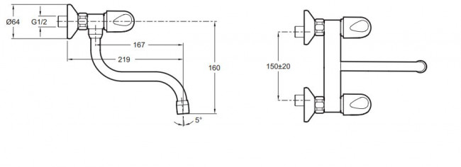Смеситель Jacob Delafon Galeo CD E76925-CP для кухни настенный
