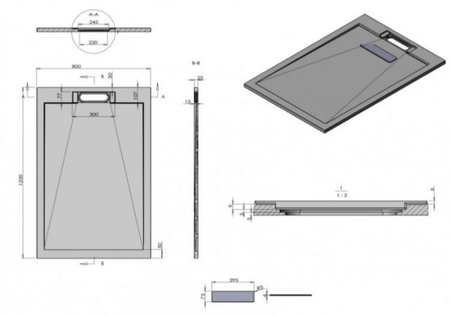 Поддон из искусственного камня Esbano ESP-LX128B 120*80 черный матовый