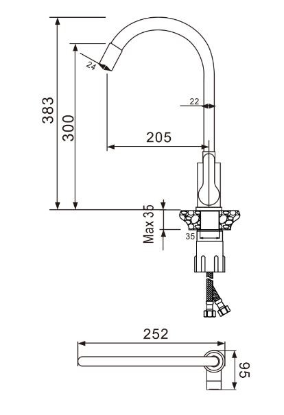 Смеситель Maretti Project PC31RGZ32 для кухни хром/черный