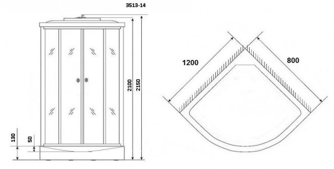 Душевая кабина Niagara NG-3513-14R 120*80 правая